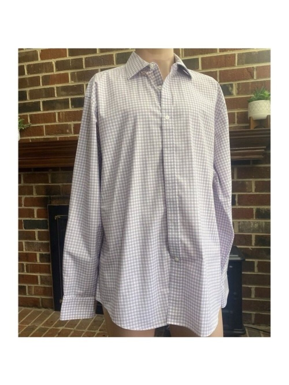 Tommy Hilfiger Shirt Mens‎ Purple Plaid Casual Button Up Long Sleeve Sz 17 34/35